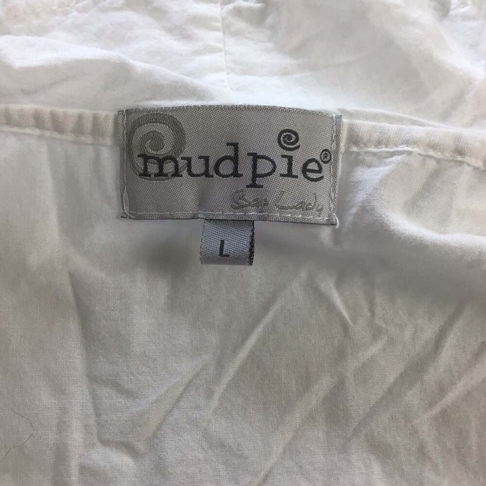 Mud Pie Sea Lady White Cotton Sleeveless Mini Cover Up Dress Lace Trim Large - Picture 6 of 10
